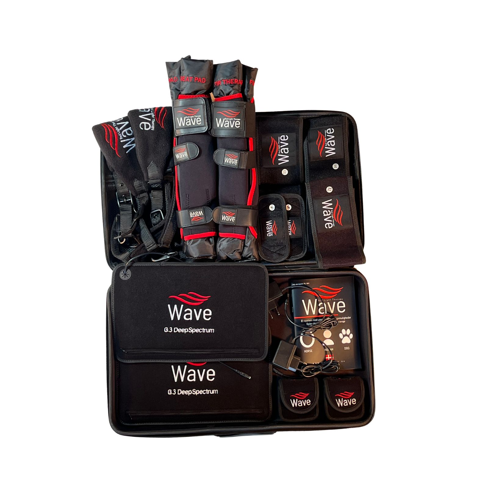 WAVE RLT G3 Deep Spectrum package solution with 2 Small pads, gaiters and halter in a suitcase