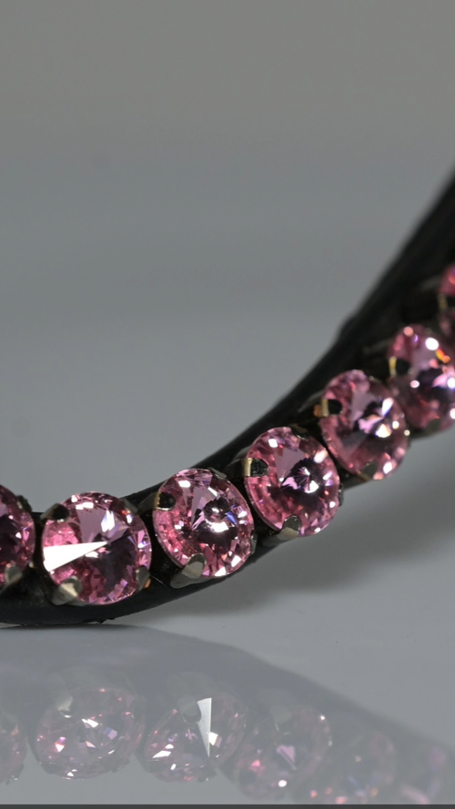 Pandebånd Swarovski Candy Rock 10 mm - Sort læder