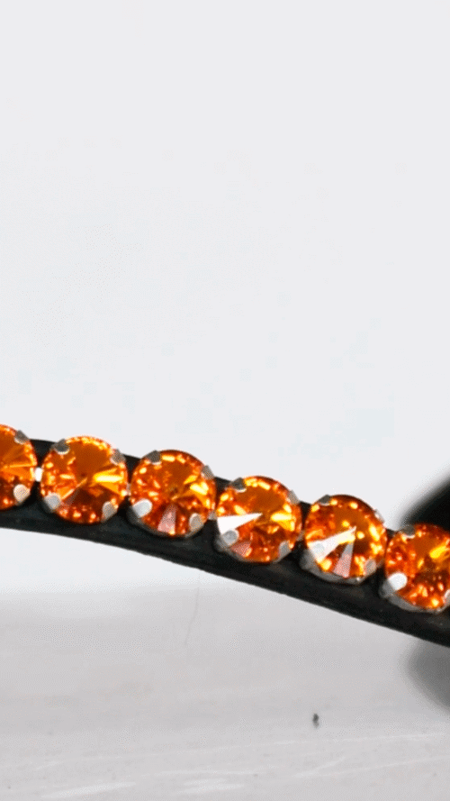 Pandebånd Swarovski Hot Sun 10 mm - sort læder