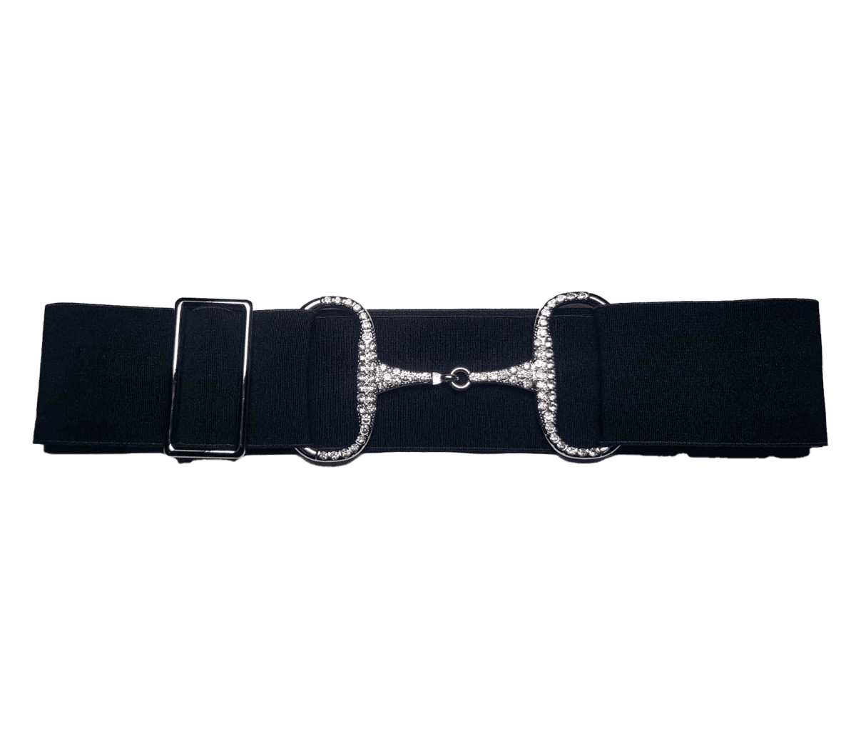 Bridon II belt black silver rhinestone 5cm