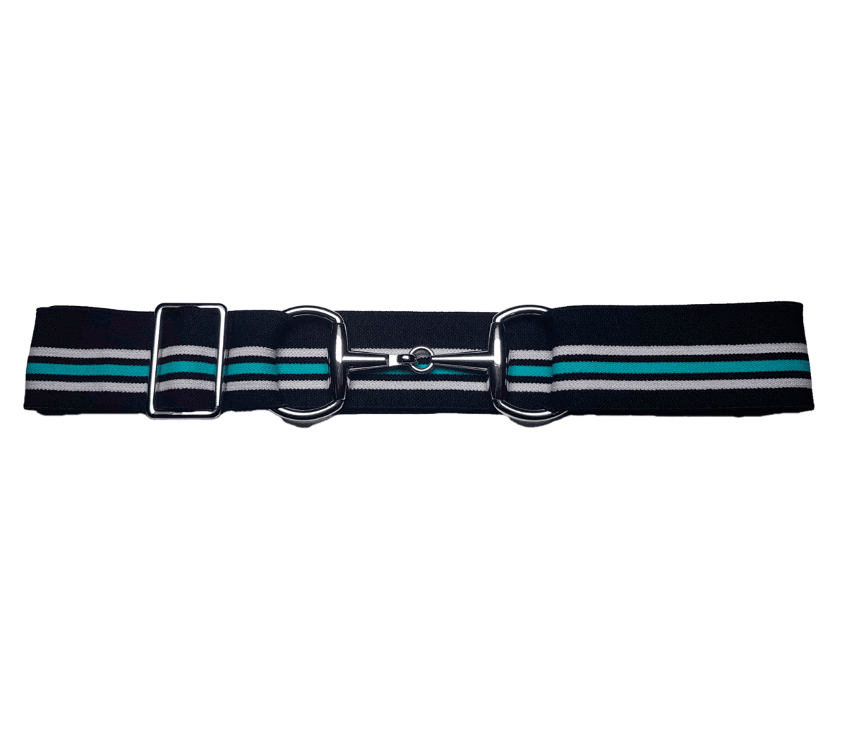 Bridon II belt black white turquoise silver 4 cm