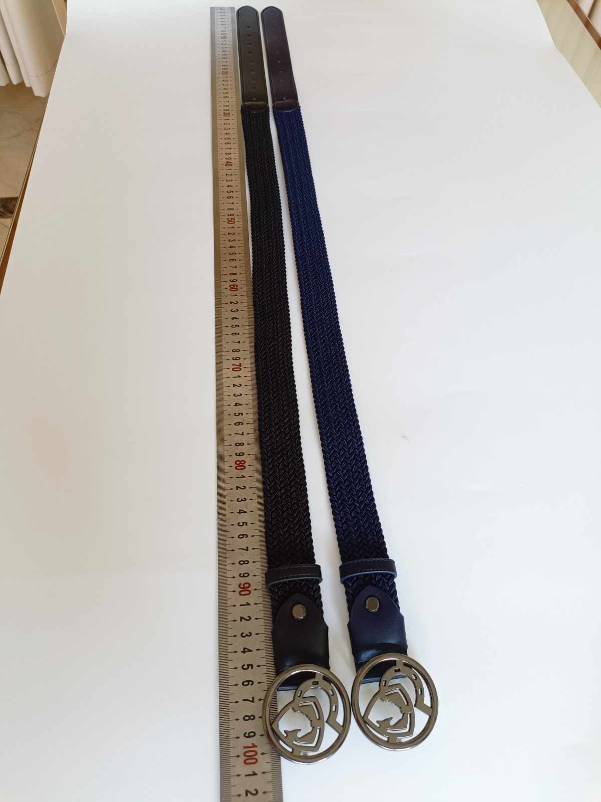 Leather belt with elastic and logo - black - Image 8