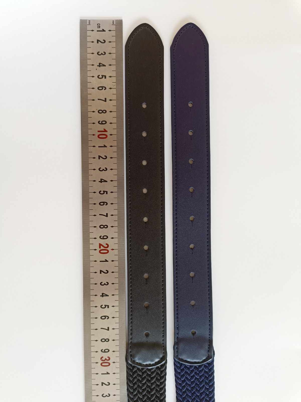 Leather belt with elastic and logo - black - Image 6