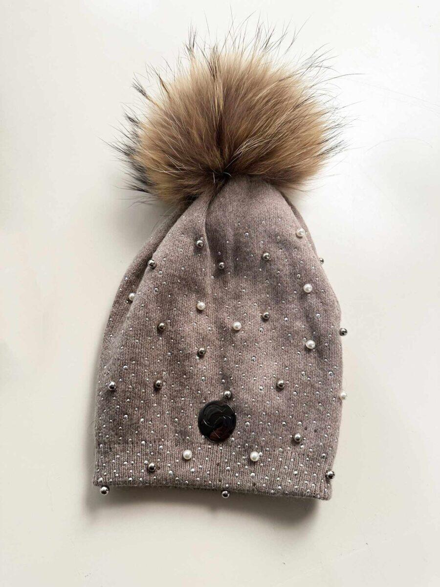 Kashmir hat with beads and stones and fur tassel - Image 7