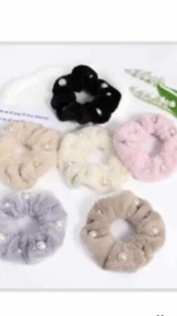 Beautiful thick elastic with fur and beads No 03