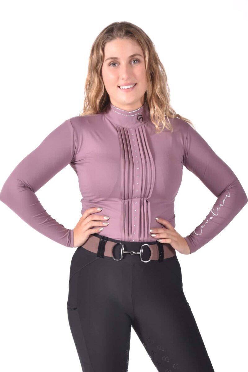 Blouse Diana Dark lilac rose short sleeve - Image 2