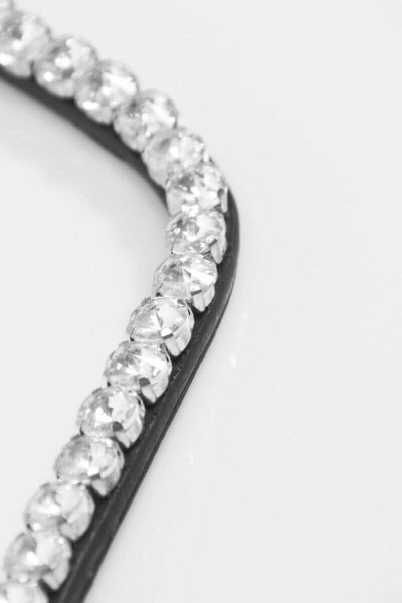 Headband Crystal Rock 10 mm - Black leather