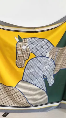 Scarf Hippodrome Grey & Green & Yellow