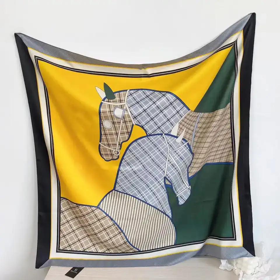 Scarf Hippodrome Grey & Green & Yellow