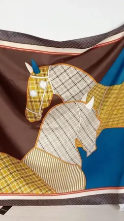 Scarf Hippodrome Brown & red & teal