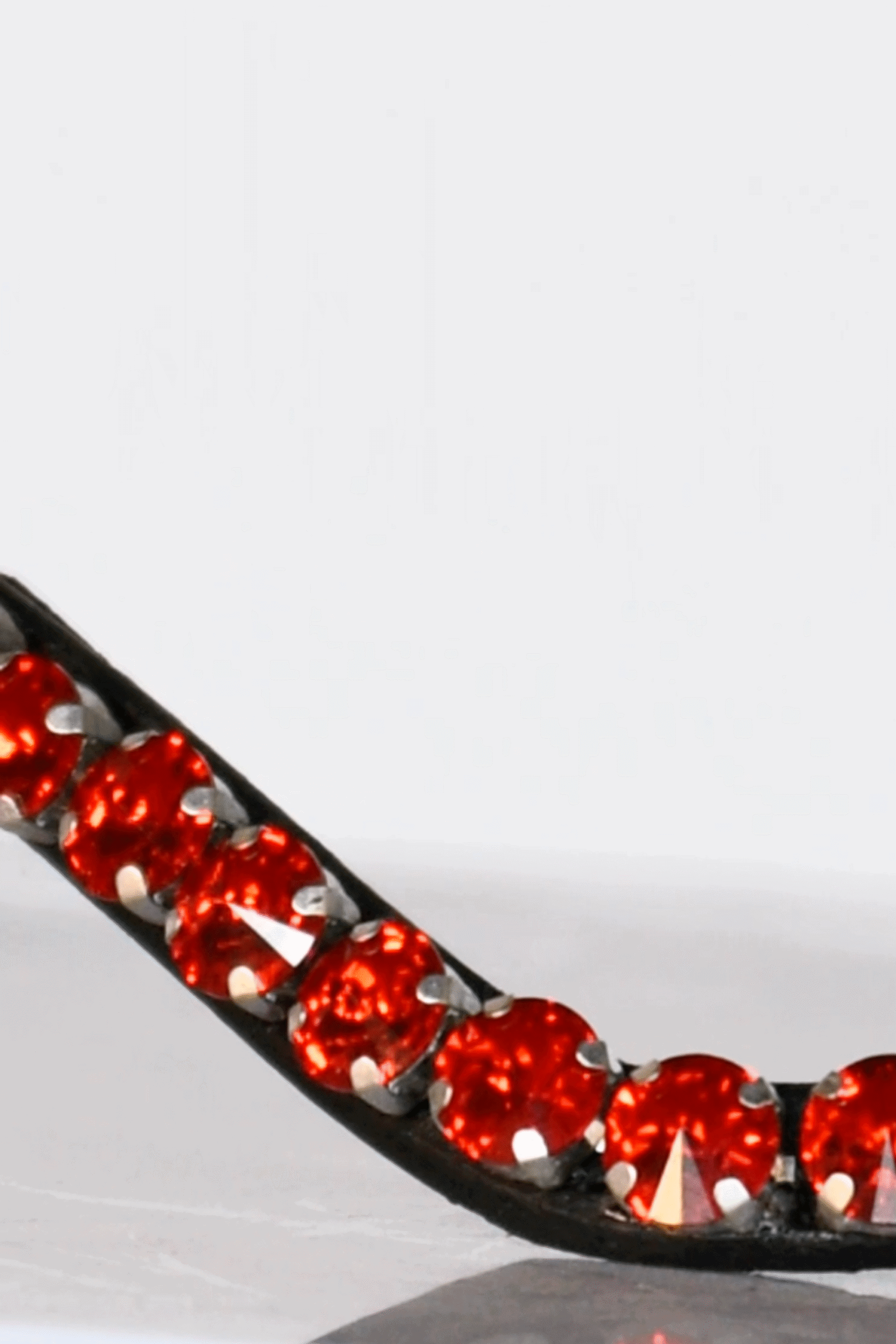 Headband Swarovski Hot Siam 10 mm - black leather