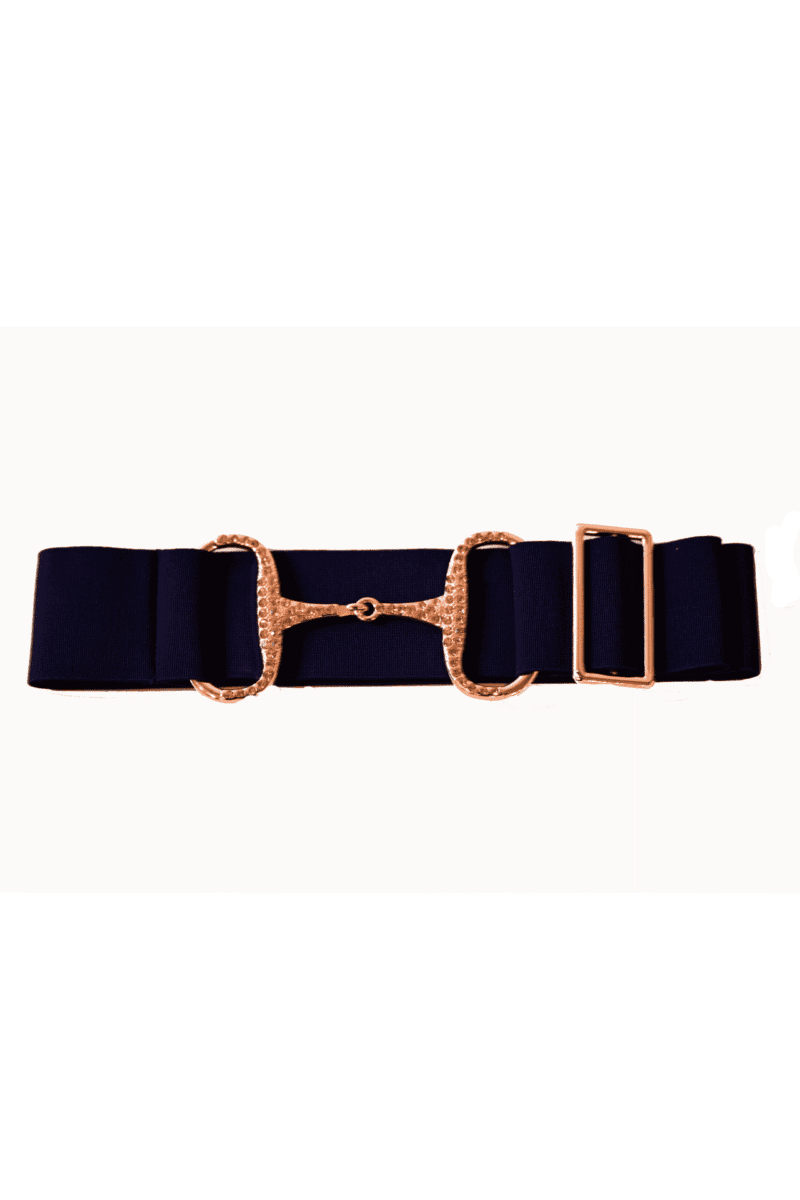 Bridon II belt dark navy rhinestone rosegold 5 cm