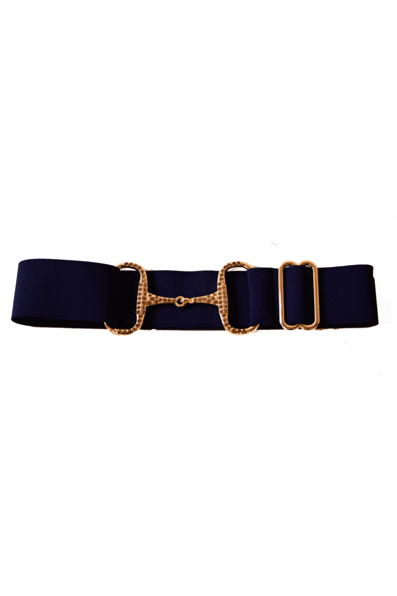 Bridon II belt dark navy rhinestone gold 5 cm