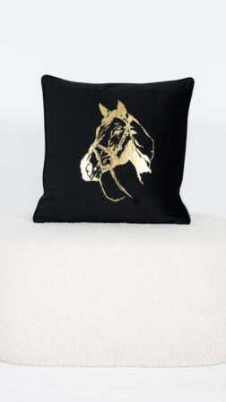 Cushion Equestrian Silhouette Black/Golden