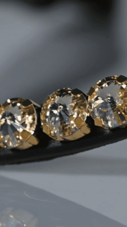 Headband Swarovski Golden Treasure 10 mm - black leather
