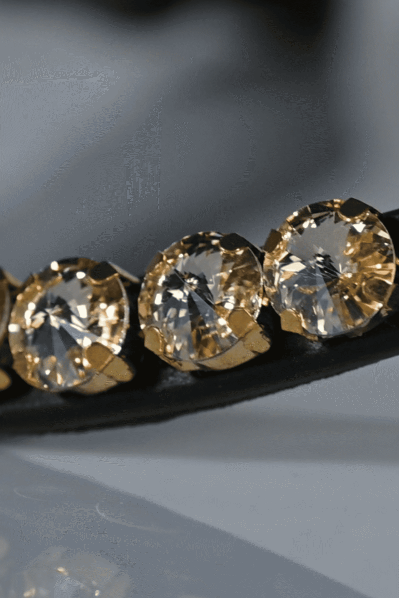 Headband Swarovski Golden Treasure 10 mm - black leather
