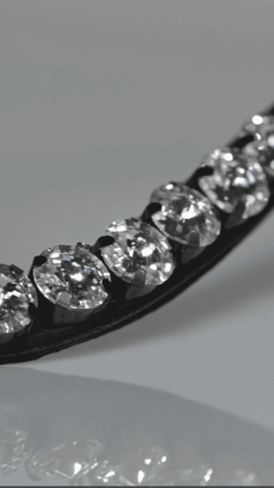Headband Swarovski Crystal Rock 10 mm - Black leather