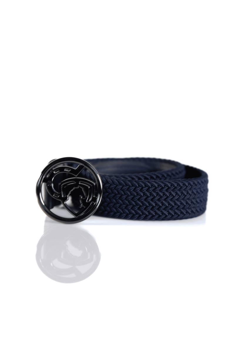 Leather belt with elastic and logo - black - Image 11