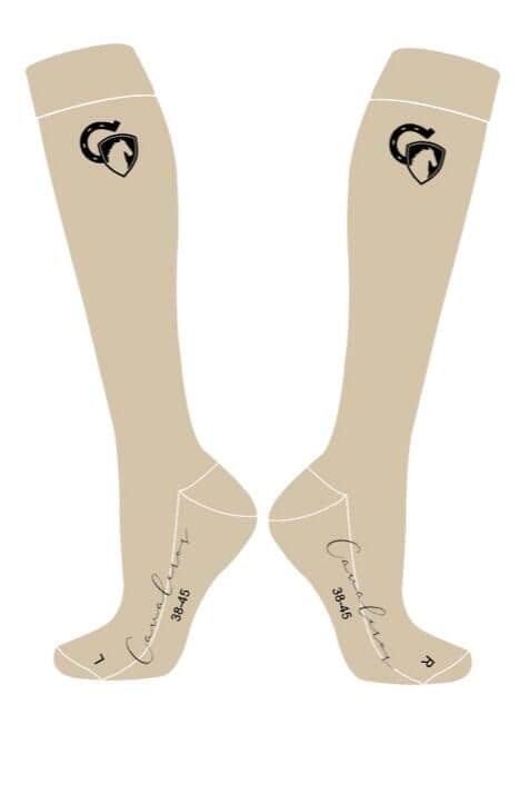 Cavaleros Ridestrømpe beige med sort logo