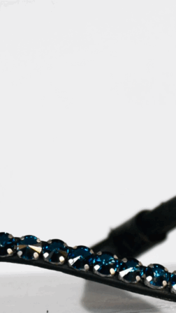 Headband Swarovski Blue Montana 10 mm - black leather