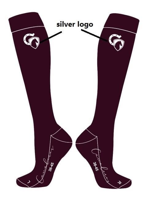 Cavaleros Riding socks burgundy with silver logo