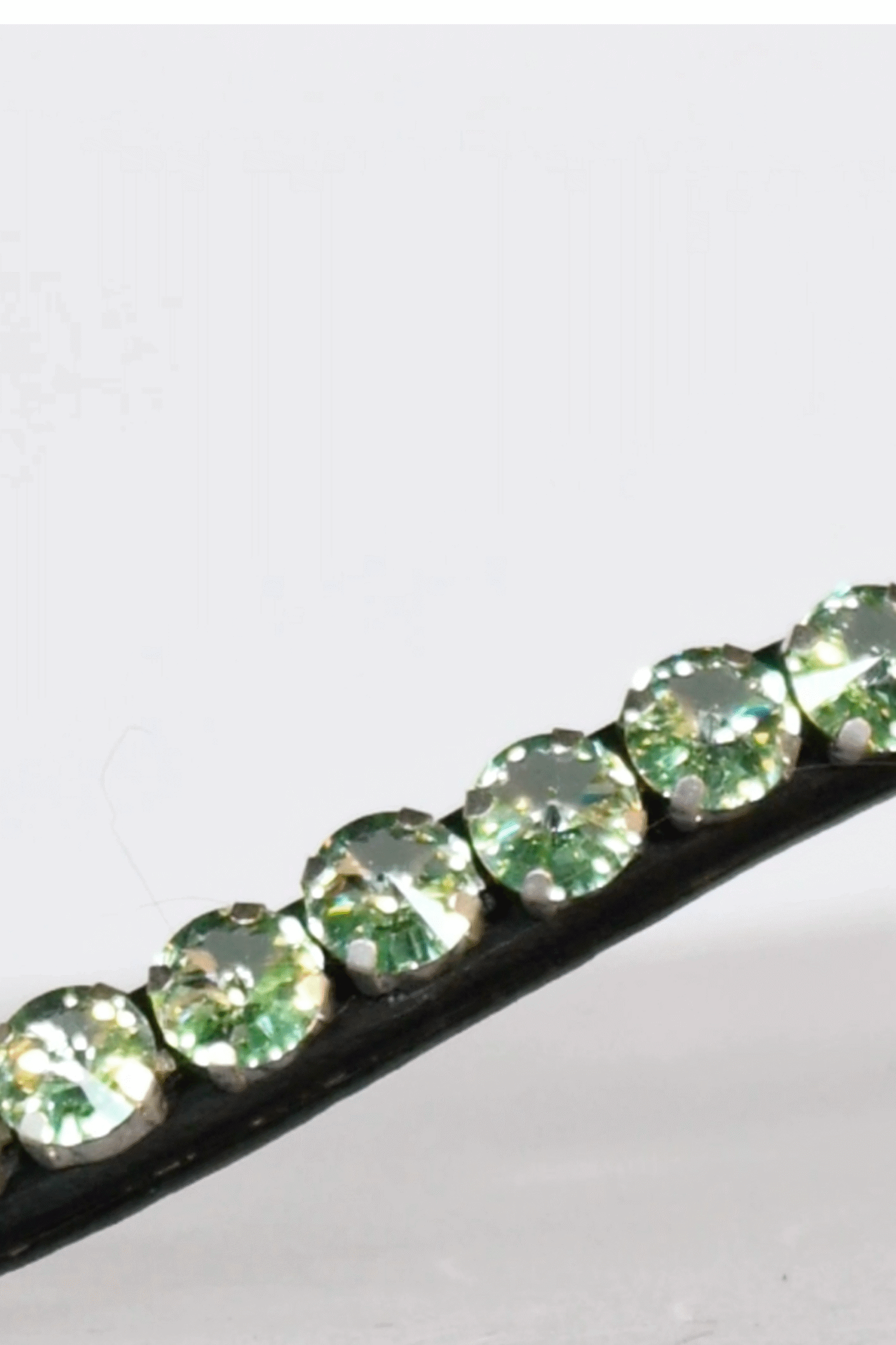 Headband Swarovski Green Chrysolite 10 mm - black leather