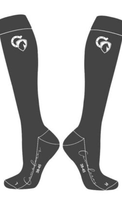 Cavaleros Ridestrømpe Grå med hvidt logo