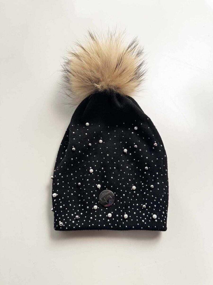 Kashmir hat with beads and stones and fur tassel - Image 6