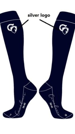 Cavaleros Ridestrømpe navy med sølv logo