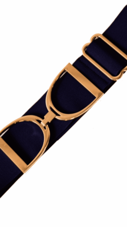 Cavaleros Stirrup belt navy with gold buckle